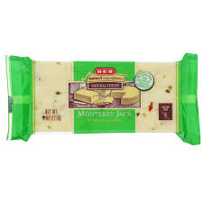 It is noted for its mild flavor and slight sweetness. H E B Select Ingredients Monterey Jack Cheese With Jalapenos Shop Cheese At H E B