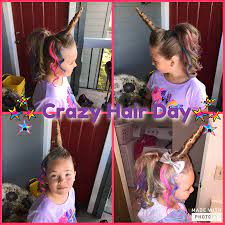 Unicorn Hair Crazy Hair Day At My Daughters School Kiz Sac Modelleri Sac Kizlar