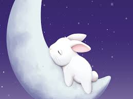 Sleeping Moon Bunny Desktop Wallpaper Bunny Wallpaper Cute Bunny Cartoon Rabbit Wallpaper