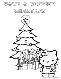Here are two christmas coloring pages with hello kitty by the christmas tree and with a pile of gifts. Hello Kitty Christmas Coloring Pages Printable