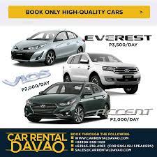 Sedan Suv Vans Rental In Davao Car Rental Sedan Rental