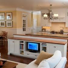 tv in kitchen island traditional