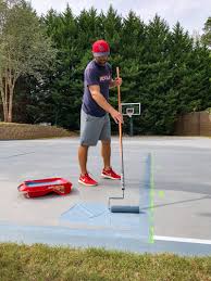 Schnell und sicher online buchen. How To Transform A Concrete Pad With Granite Grip Bower Power Granite Grip Outdoor Basketball Court Diy Basketball Court