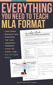 Distance Learning Mla Format Bundle Worksheets Presentation Task Cards Teaching Writing Lesson Plans Writing Lessons Middle School