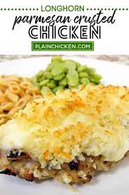 Follow and try our longhorn parmesan crusted chicken recipe to prepare a creamy and crunchy dish with cheese flavors. Longhorn Garlic Parmesan Crusted Chicken Plain Chicken