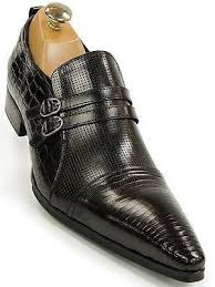 Mens Black Leather Reptile Design Buckle Slip On Dress Loafer Pointed Toe Shoe Buckle Shoes Pointed Toe Shoes Shoes Mens