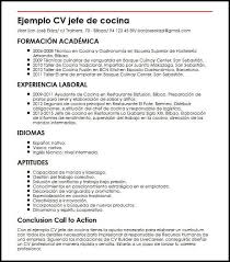 Ejemplo De Cv Para Jefe De Cocina Micvideal