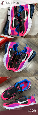 Nike Air Max 270 React Gs Black White Hyper Pink W In 2020 Nike Air Max Air Max 270 Nike