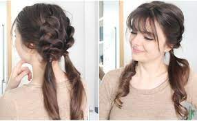 Dutch updo with loose ends. Quick Cute Braided Hairstyle For Rushed Mornings Hairstyle Cute Braided Hairstyles Hair Styles