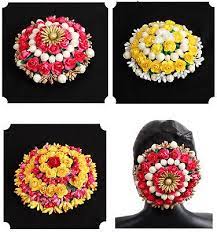 New Partywear Handmade Multi Women Hair Bun Gajra Flower Juda Pin Indian Jewelry Flower Jewelry Designs Wedding Hair Accessories Hair Accessories Gift