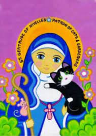 Gertrude is a patroness of travelers and gardeners. St Gertrude Of Nivelles Patron Saint Of Cats Fine A4 Canvas For Sale From Uk Ebay