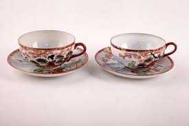 2 Adet Antika El Boyama Fincan Ap 168 Antika Urunler Fincan