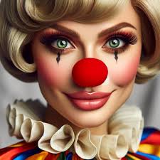 Vibrant Green-Haired Clown with Laura Bozzo's Face