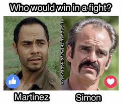The Governor's right hand man against Negan's right hand man! Simon is more  stronger and bigger than Martinez, and is pretty fast for his build. We  haven't seen much of Martinez' fighting