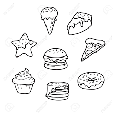 How to draw a cupcake step by step? Party Junk Food Lines Cute Drawing Pizza Cupcake Ice Cream Royalty Free Cliparts Vectors And Stock Illustration Image 127633479
