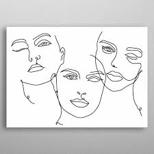 Three Sins Abstract Faces Metal Poster Print Valeria Tsolova Displate Line Art Design Abstract Face Art Face Line Drawing