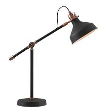 Adjustable Table Lamp In Matte Black With Copper Lighting Company Uk
