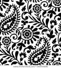 Black And White Paisley Pattern Vector Seamless Paisley Black And White Pattern White Pattern Background Paisley Stencil Paisley Background