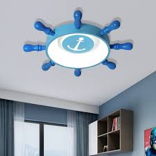 They contribute to the style and décor of a room, helping you to achieve if you've got a ceiling light fixture that takes a light bulb (as apposed to an integrated led), you could consider inserting a smart light bulb that has a colour temperature. Metal Rudder Ceiling Light With Anchor Pattern 32w Integrated Led Ceiling Flush Mount Light In Blue Beautifulhalo Com