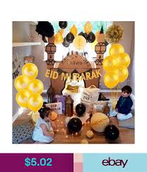 Muslim Party Decor Glitter Paper Banner Ramadan Kareem Eid Mubarak Balloons Set Greeting Cards Party Supply Home Garden