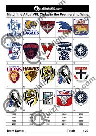 1 what year did aussie rules become known as australian football league (afl)?. Afl 006 Club Premierships Quiznighthq