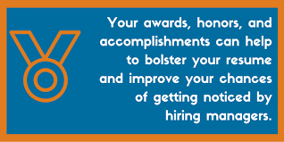 list awards, honors, and
