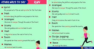 Run Synonym List Of 100 Synonyms For Run In English 7 E S L English Vocabulary Other Ways To Say Synonym