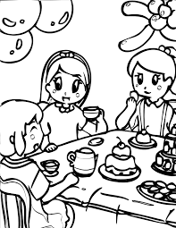 6 super cute printable library coloring pages for kids. Alice In Wonderland Tea Party Coloring Pages Coloring And Drawing
