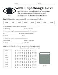 vowel diphthongs oo 2 worksheet education com