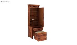 Buy Adolph Dressing Table With Storage Stool Honey Finish Online In India Wooden Street