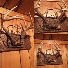 Ruff Lumber Antler Mount Jupe Rope Old Fence Easy Way To Make Rustic Pretty And Cheap Antler Mount Diy Deer Antler Decor Deer Decor Deer Antler Crafts