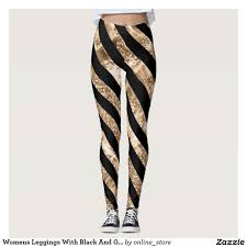 Black And Gold Leggings Womens Leggings With Black And Gold Stripes Zazzle Com Women S Leggings Gold Leggings Black Gold Leggings