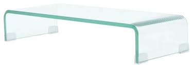 With a weight capacity of 65 lbs., this monitor riser can support screens of a variety of sizes for your desk or tv area. Vidaxl Tv Stand Monitor Riser Clear Glass 23 6 Console Laptop Lcd Desk Shelf Contemporary Entertainment Centers And Tv Stands By Virventures Houzz