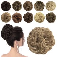 Finding updos for curly hair that are light and airy is a bit more difficult, especially when the curls tend to frizz. Buy Sofeiyan Messy Bun Hair Piece Plus Size Synthetic Curly Updo Hair Scrunchies Chignon Hairpiece Extensions For Women Girls Strawberry Blonde Bleach Blonde Mixed Online In Indonesia B089sfbq9w