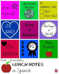 Raising Bilingual Kids Lunch Notes In Spanish Free Printables Spanish Notes Bilingual Children Notes For Kids Lunches