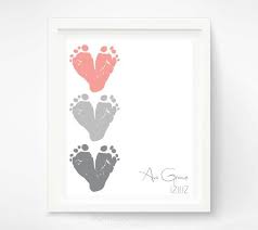 New Grandma Gift From Baby Footprint Hearts Mother S Day Etsy Baby Footprint Art Baby Wall Art Baby Footprints