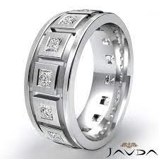 Princess Diamond Men Eternity Wedding Band 14k Gold White 1 4ct 9 25m Solid Ring Ebay Mens Eternity Wedding Bands Titanium Wedding Rings Rings For Men