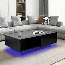 They're associated with tranquility, but a molded white cube table with a glass center shelf gives your living room a sleek, modern look. Modern High Gloss Black Led Light Coffee Table W Drawers Living Room Furniture Ebay