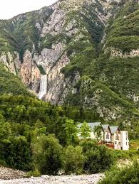 Wasserfall Slap Boka Bei Bovec Slowenien Bergsee Wasserfall