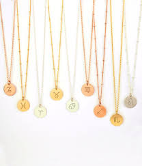 Zodiac Necklace Birth Sign Charm Necklace Rose Gold Silver Etsy Astrology Necklace Zodiac Necklaces Charm Necklace