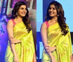 Samantha S Simple Saree Style Is Both Cute Trendy Keep Me Stylish Saree Hairstyles Hair Styles Wedding Indian Reception Saree