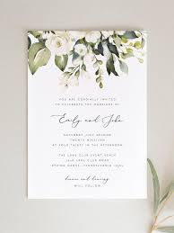 White Floral Wedding Invitation Set Template Greenery White Etsy Flower Wedding Invitation Floral Wedding Invitations Wedding Invitation Templates