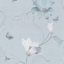 Muriva Amelia Floral Duck Egg Blue 701412 Wallpaper