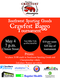 Alliance And Chamber Of Commerce Downtown Crawfest Baggo Tournament Sponsored By Southwest Sporting Goods Event Flyer By Sierra St Fun Sports Event Flyer Flyer