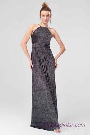 2021 Abiye Elbise Modelleri Metalik Gri Uzun Halter Yaka Kemer Detayli The Dress Elbise Modelleri Elbise