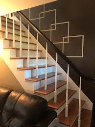 See more ideas about stair railing, home, new homes. Stairway With An Accent Wall Paint The Wall With Base Color Tape Off Squares Roll On Accent Color Then Accent Wall Paint Painted Stair Railings Stair Walls