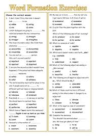 Word Formation English Esl Worksheets