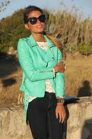 Love This Aqua Jacket Leather Jacket Outfits Mommy Outfits Blue Leather Jacket