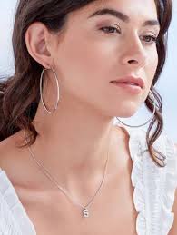 Melissa Odabash Rhodium Plated Large Hoop Earrings, Silver