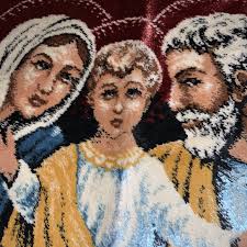 Vintage Holy Family Mary Joseph Tapestry Pillow Cover Italy Jesus Catholic  Pillow